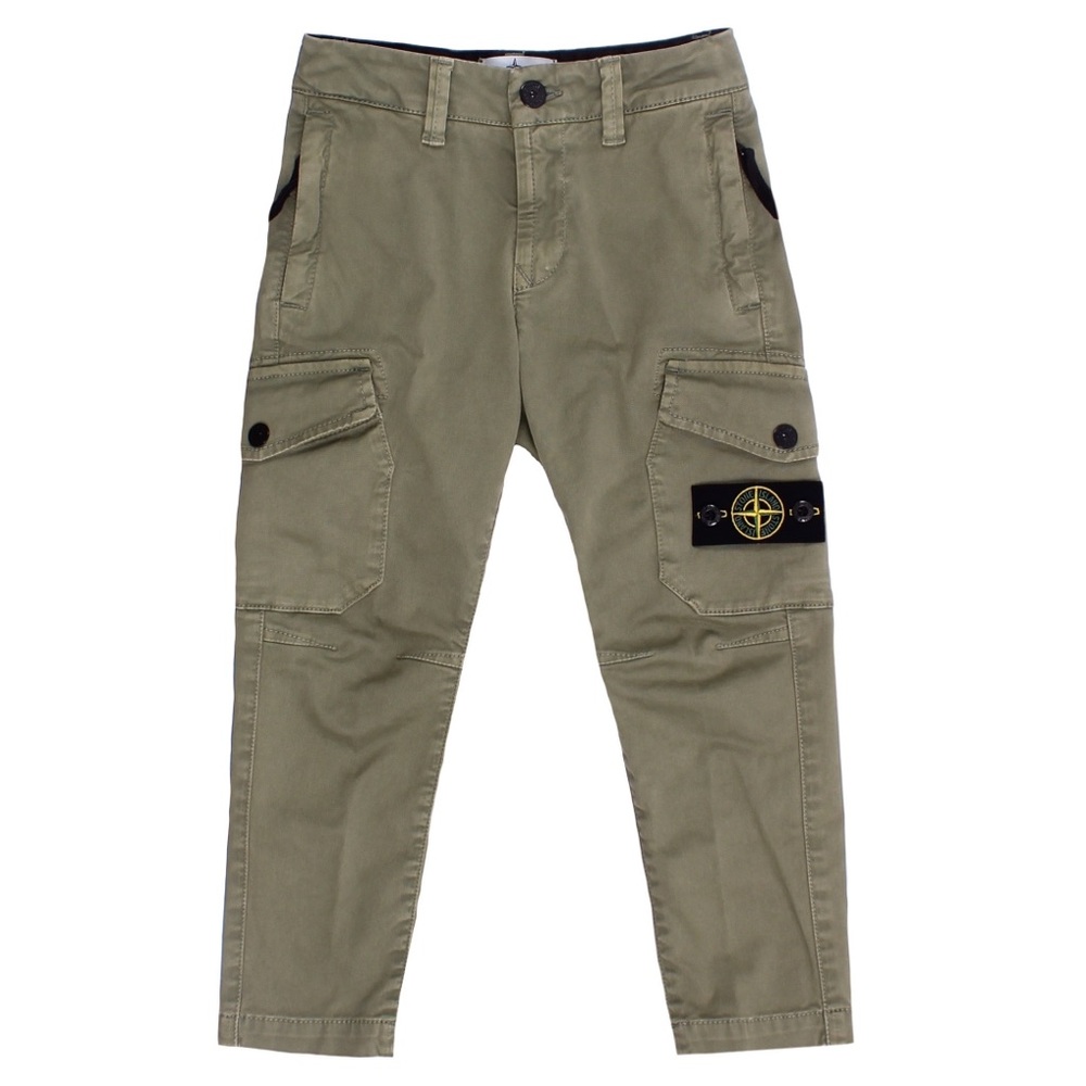 STONE ISLAND JUNIOR Kids Khaki Logo Cargo Pants